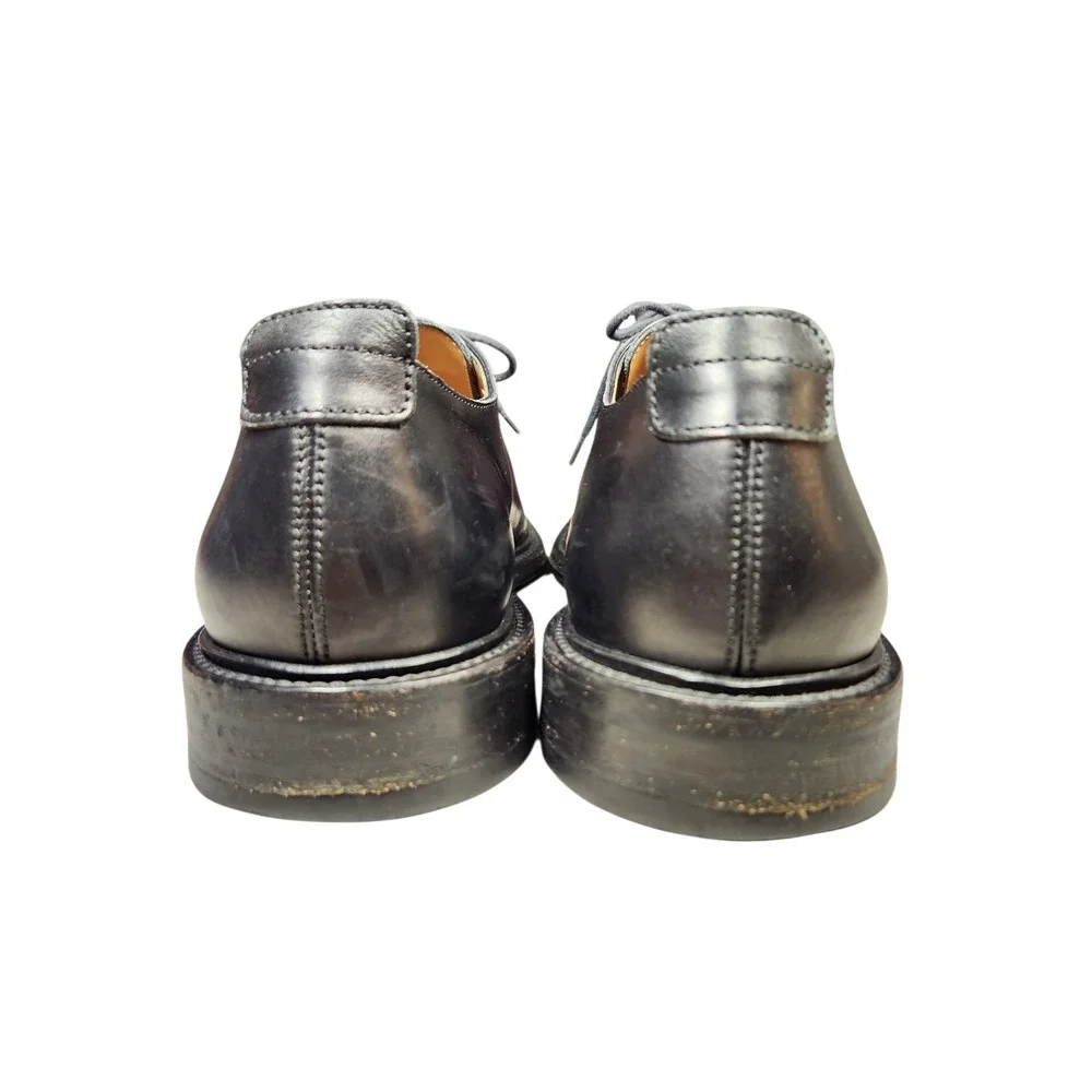 Bally Orbin Black Leather Apron Toe Derby Shoes Luxury Swiss Classic Oxfords 9